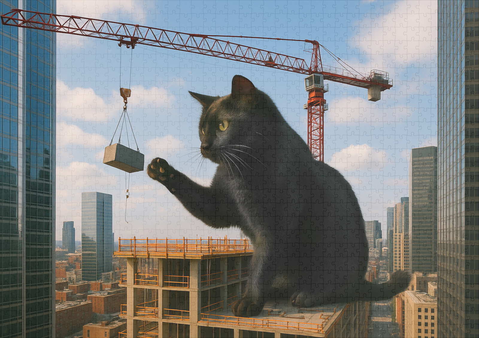 raxxa Premium-Puzzle: Lustig, es bewegt sich - Kater mit Krahn – Image 2