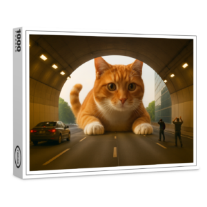 raxxa Premium-Puzzle: Mit Stau ist zu rechnen. Katze im Tunnel
