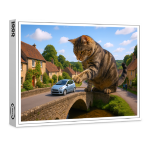 raxxa Premium-Puzzle: Katzen, die alles gern herunterwerfen - auf einer Brücke gefährlich