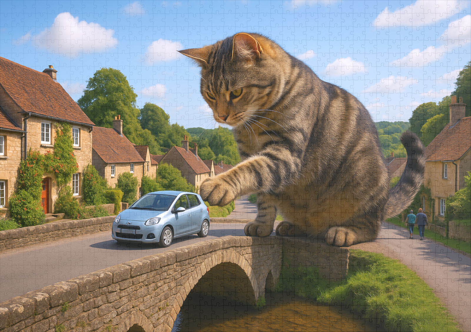 raxxa Premium-Puzzle: Katzen, die alles gern herunterwerfen - auf einer Brücke gefährlich – Image 2