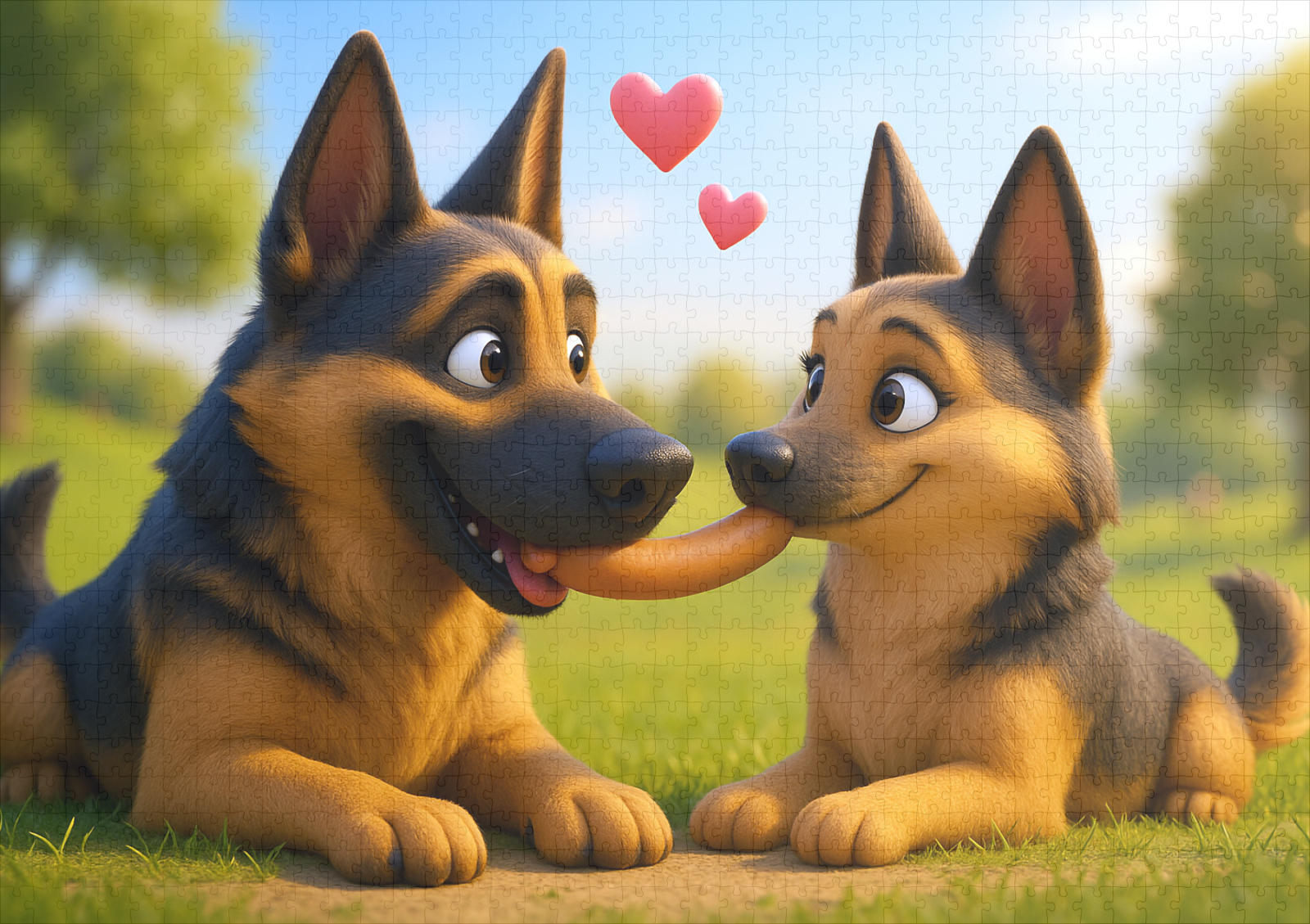 raxxa Premium-Puzzle: Schäferhund mit seiner großen Liebe und Wurstgeschenk – Image 2