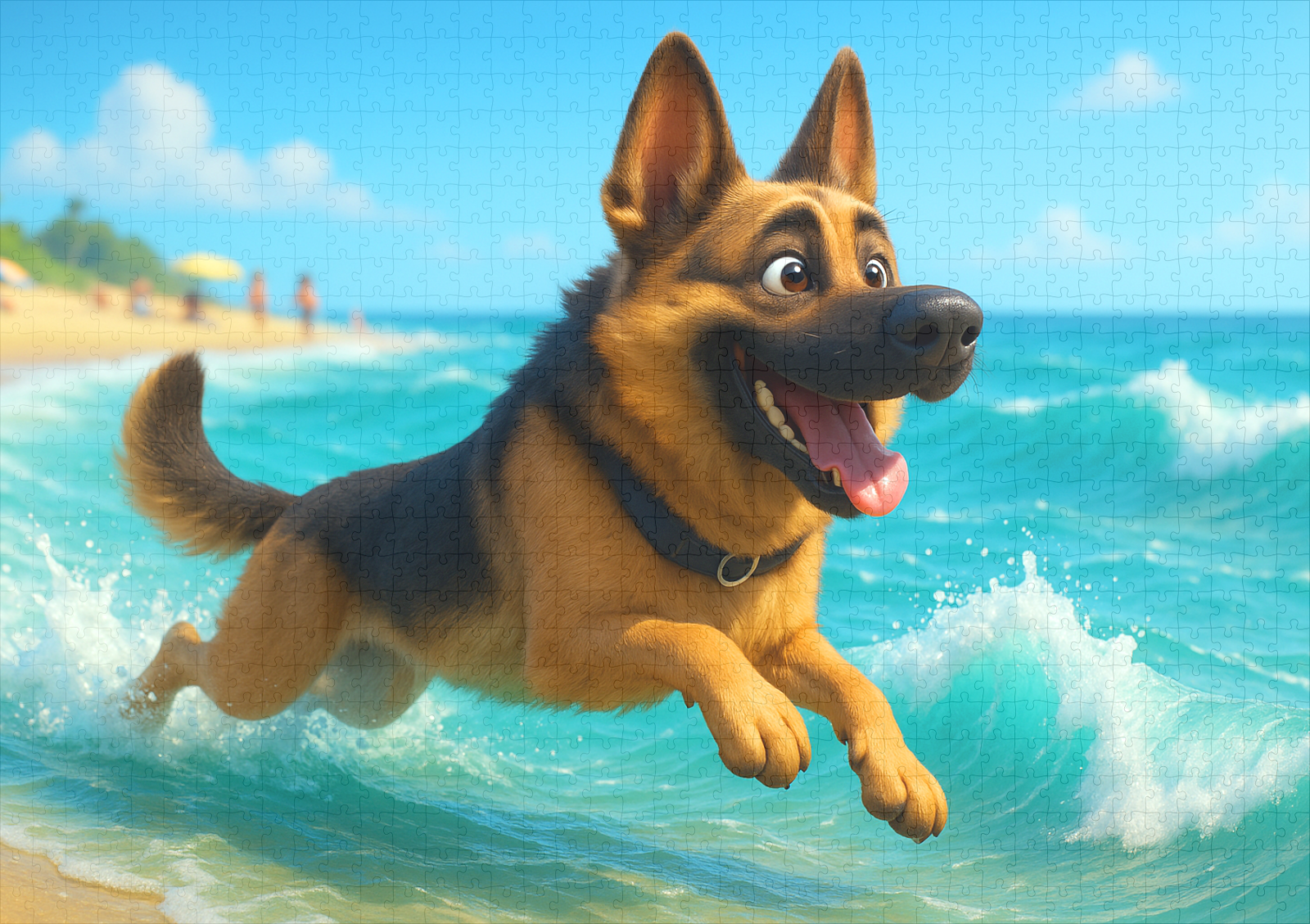 raxxa Premium-Puzzle: Schäferhund spielt am Strand - Image 2