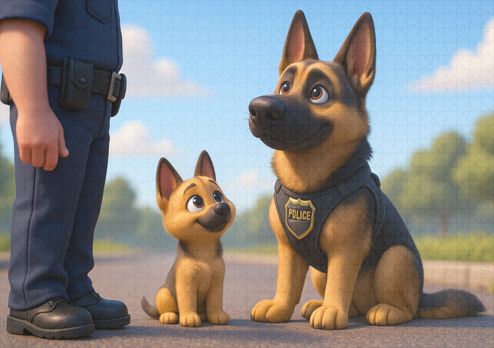 raxxa Premium-Puzzle: Schäferhund und Welpe beim Polizeidienst - Imagen 2