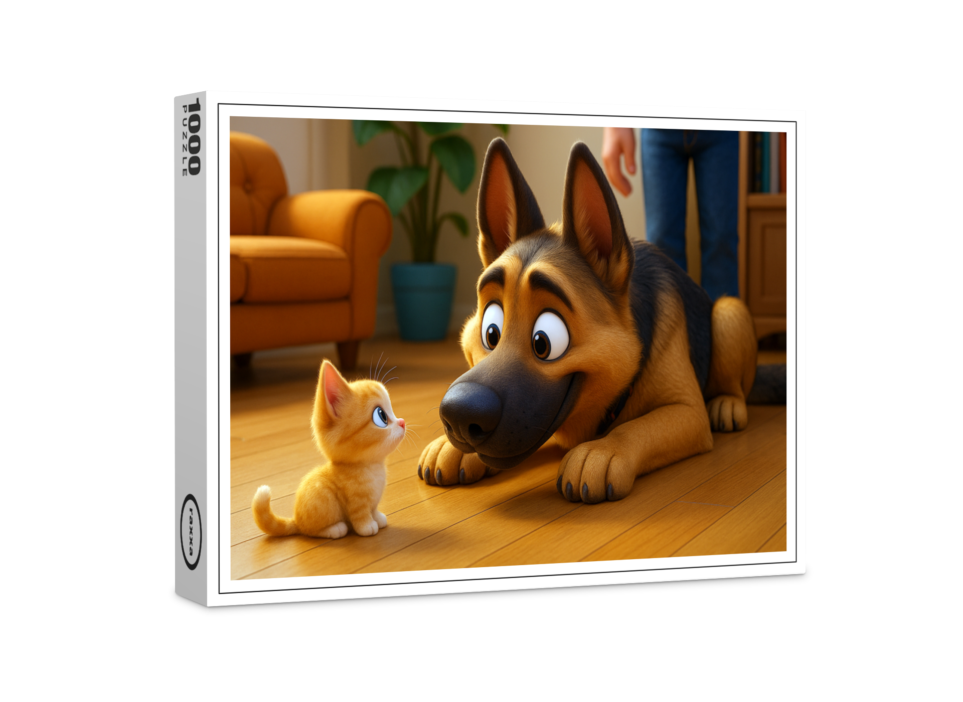 raxxa Premium-Puzzle: Oh, ist das ein Haustier für mich? Schäferhund und Kätzchen