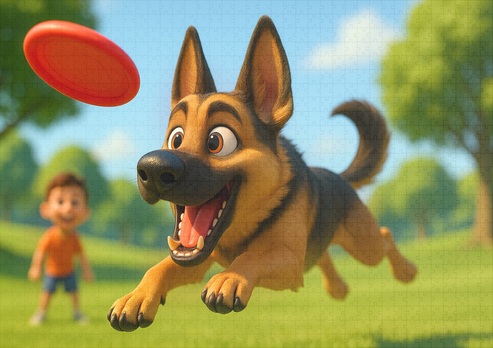 raxxa Premium-Puzzle: Schäferhund beim Frisbee fangen – Image 2