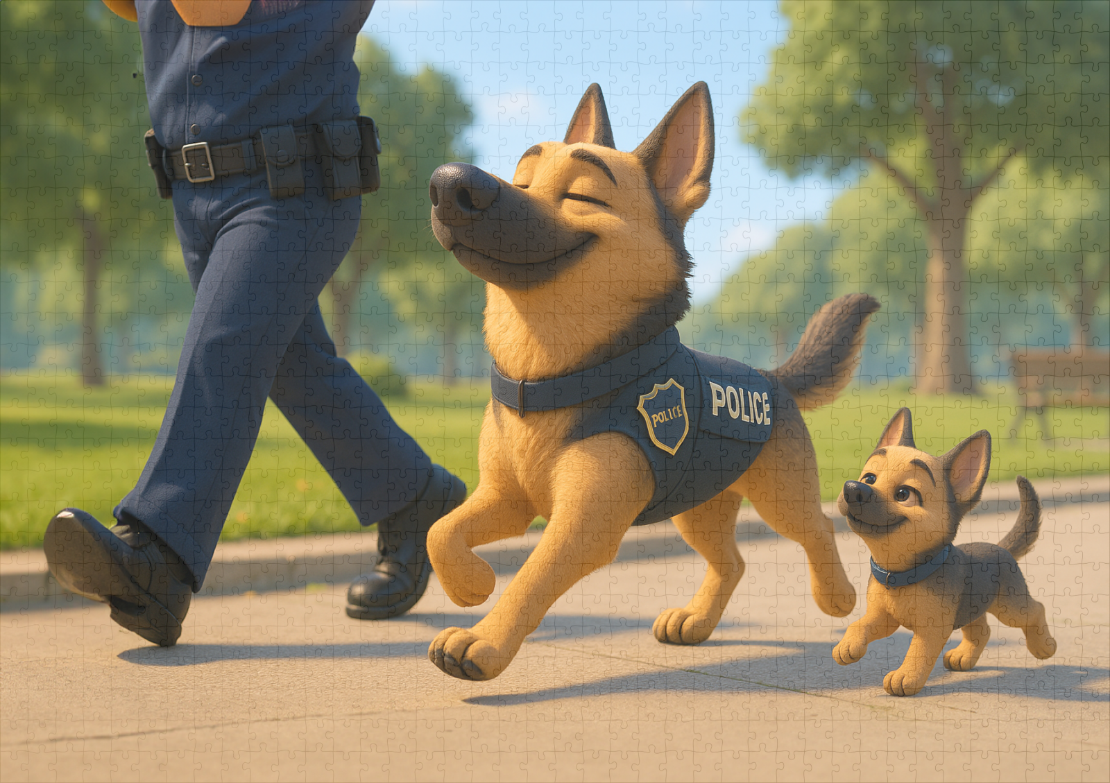 raxxa Premium-Puzzle: Stolzer Schäferhund und Welpe beim Polizeidienst – Image 2