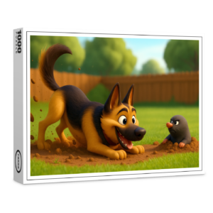 raxxa Premium-Puzzle: Schäferhund und genervter Maulwurf