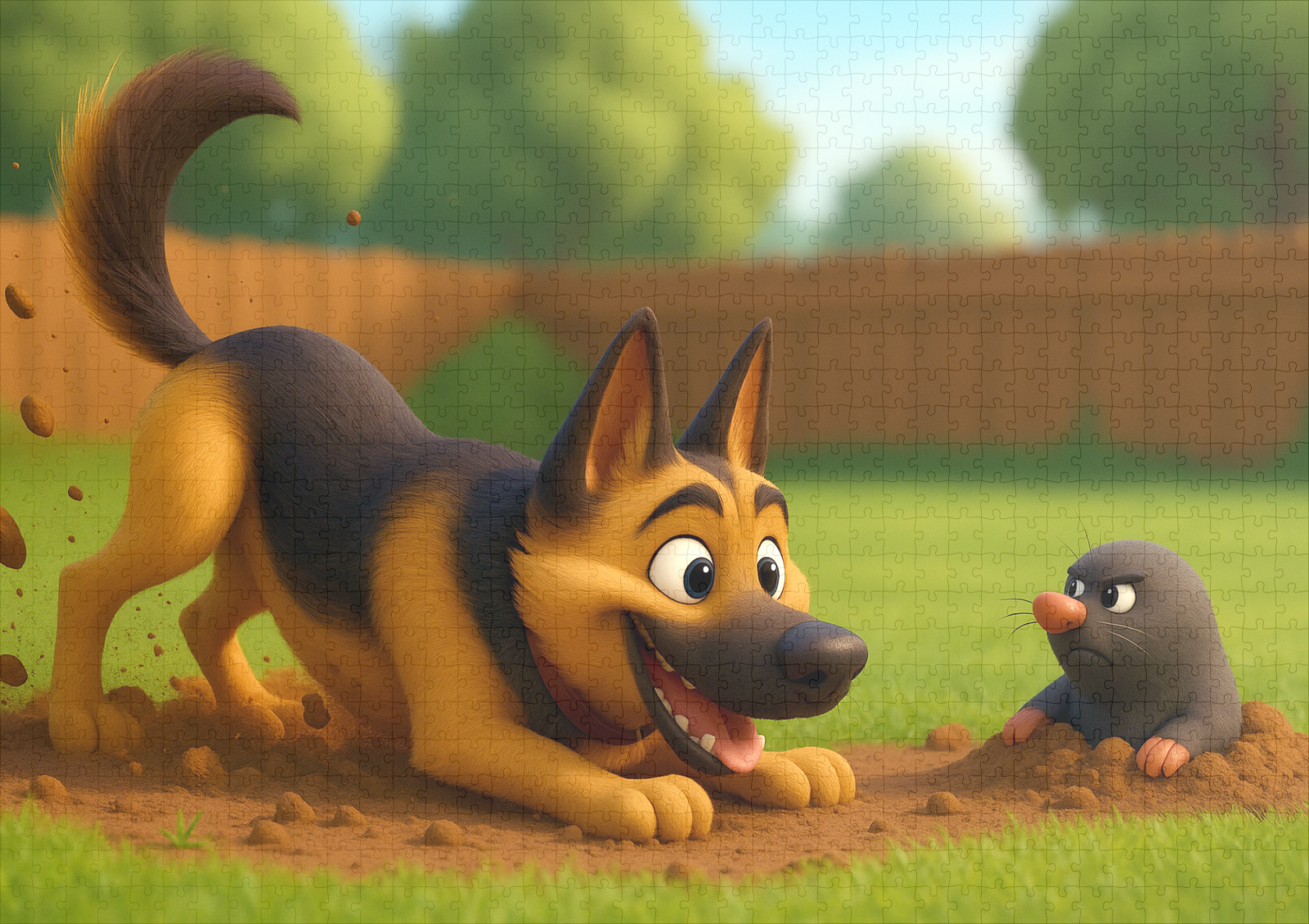 raxxa Premium-Puzzle: Schäferhund und genervter Maulwurf - immagine 2