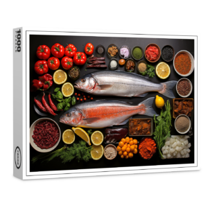 raxxa Premium-Puzzle: Arrangement mit Fisch