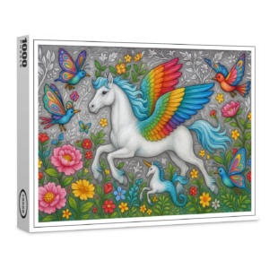 raxxa Premium-Puzzle: Regenbogenpegasus und Kristallvögel - mystische Wesen