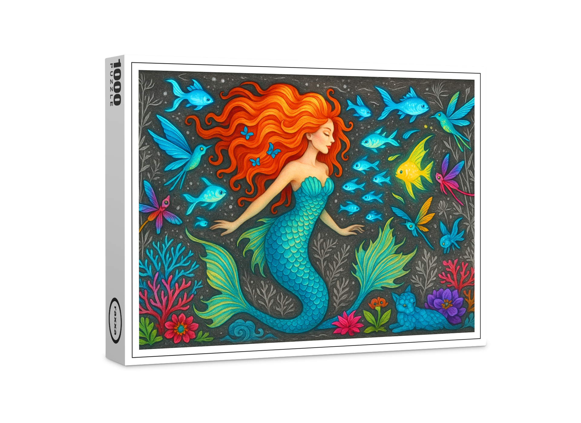 raxxa Premium-Puzzle: Meerjungfrau und Leuchtfische - mystische Wesen