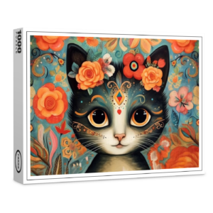 raxxa Premium-Puzzle: Fröhliche Katzenkunst Im Stil von Frieda Kahlo