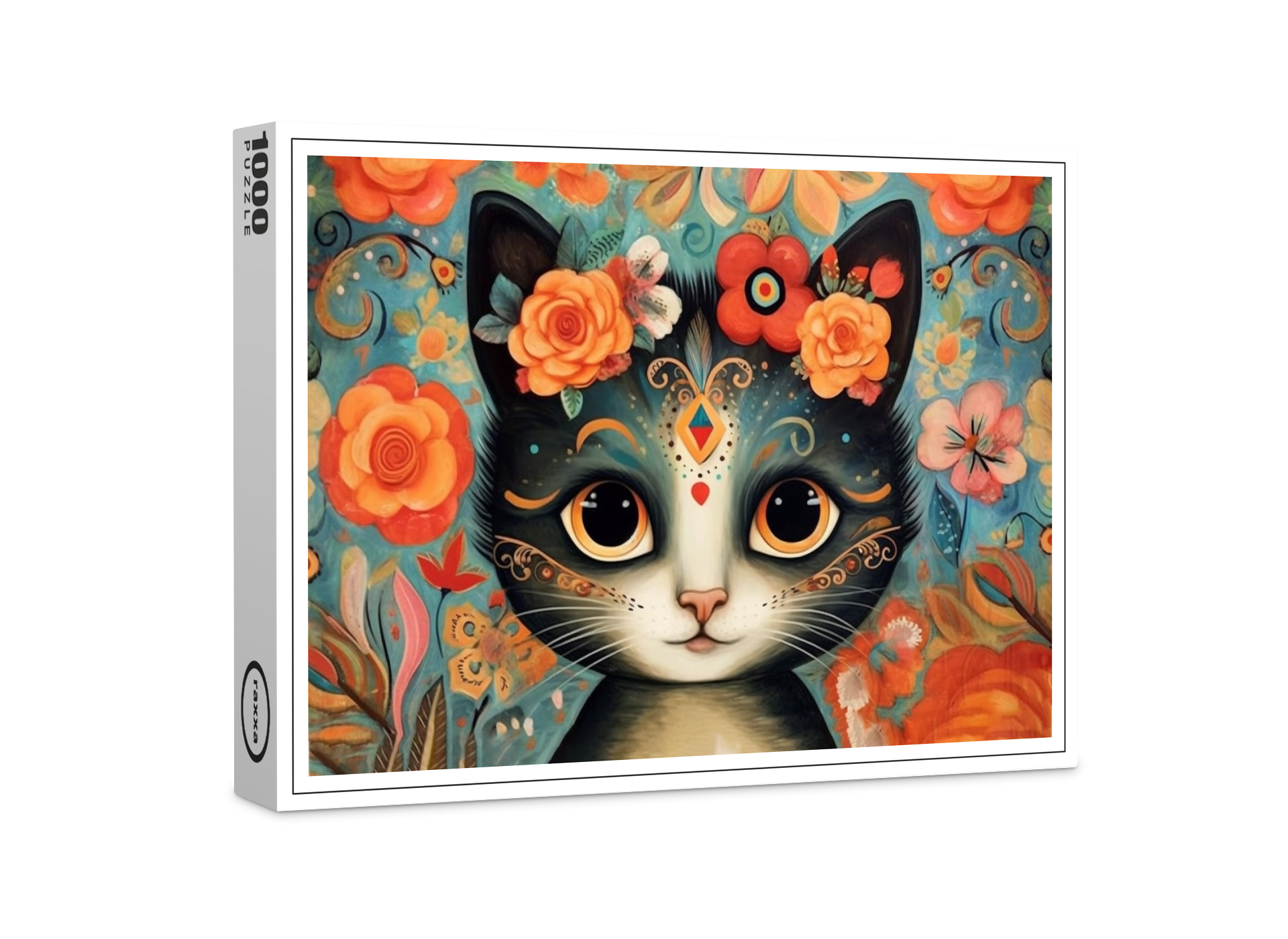 raxxa Premium-Puzzle: Fröhliche Katzenkunst Im Stil von Frieda Kahlo