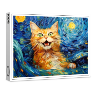raxxa Premium-Puzzle: Fröhliche Katzenkunst Im Stil von Vincent van Gogh