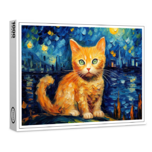 raxxa Premium-Puzzle: Drollige Katzenkunst Im Stil von Vincent van Gogh
