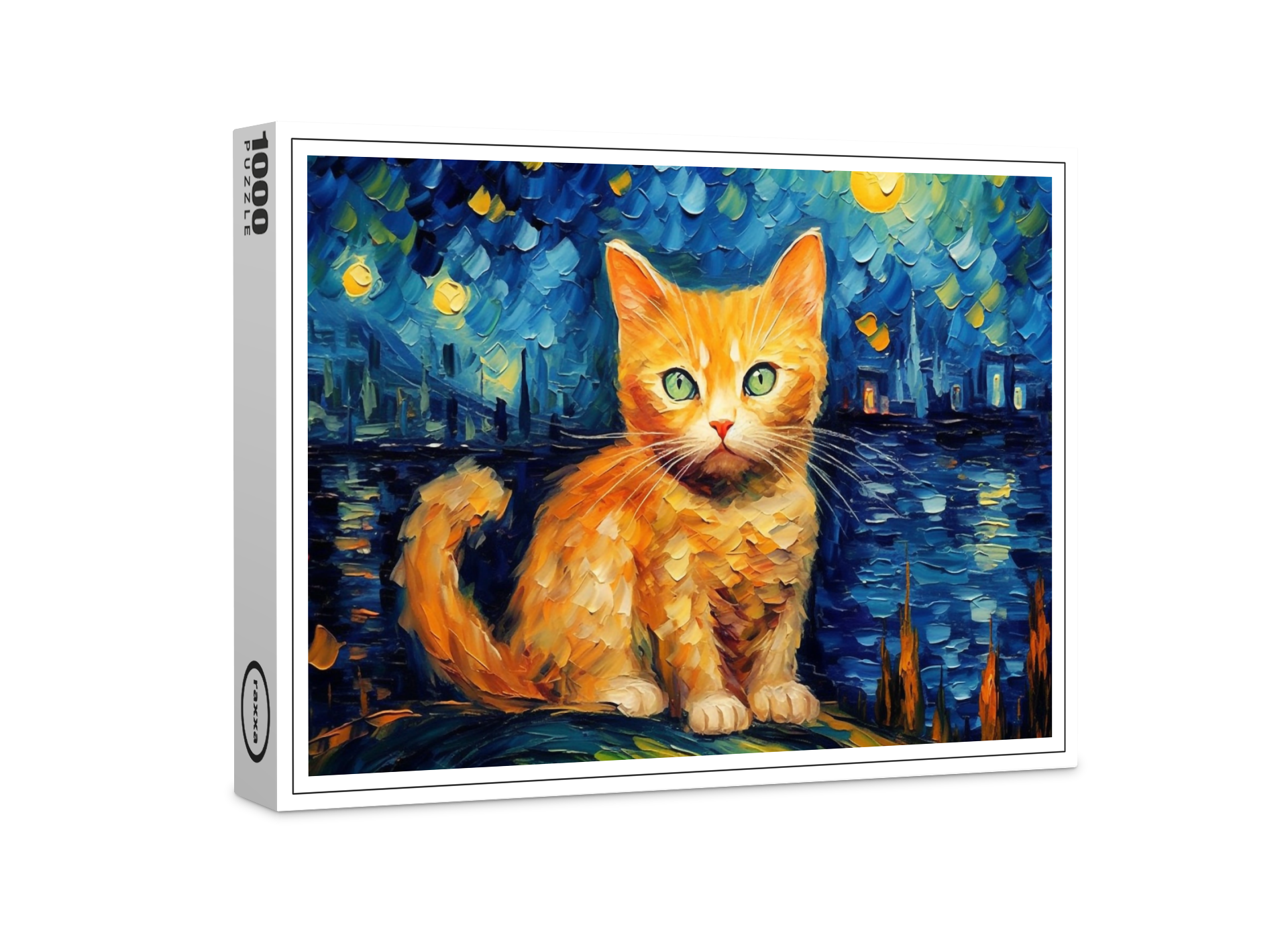 raxxa Premium-Puzzle: Drollige Katzenkunst Im Stil von Vincent van Gogh