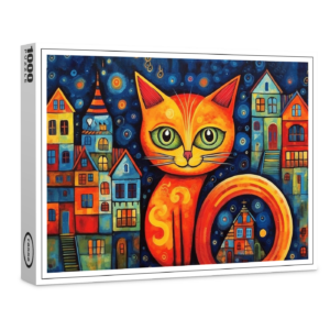 raxxa Premium-Puzzle: Fröhliche Katzenkunst Im Stil von Friedensreich Hundertwasser