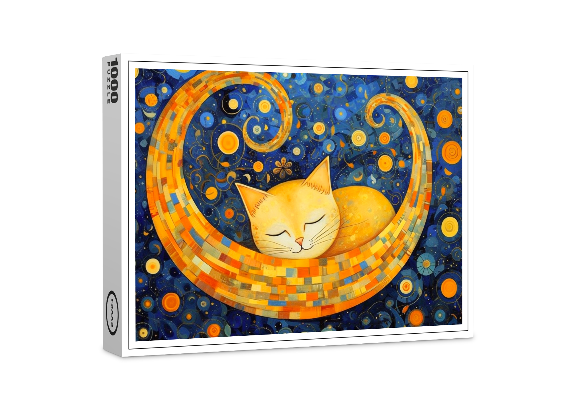 raxxa Premium-Puzzle: Fröhliche Katzenkunst Im Stil von Gustav Klimt
