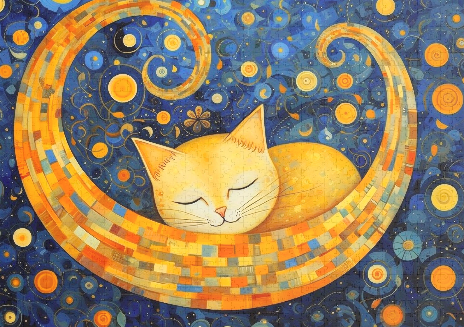 raxxa Premium-Puzzle: Fröhliche Katzenkunst Im Stil von Gustav Klimt – Bild 2