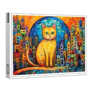 raxxa Premium-Puzzle: Fröhliche Katzenkunst Im Stil von Friedensreich Hundertwasser
