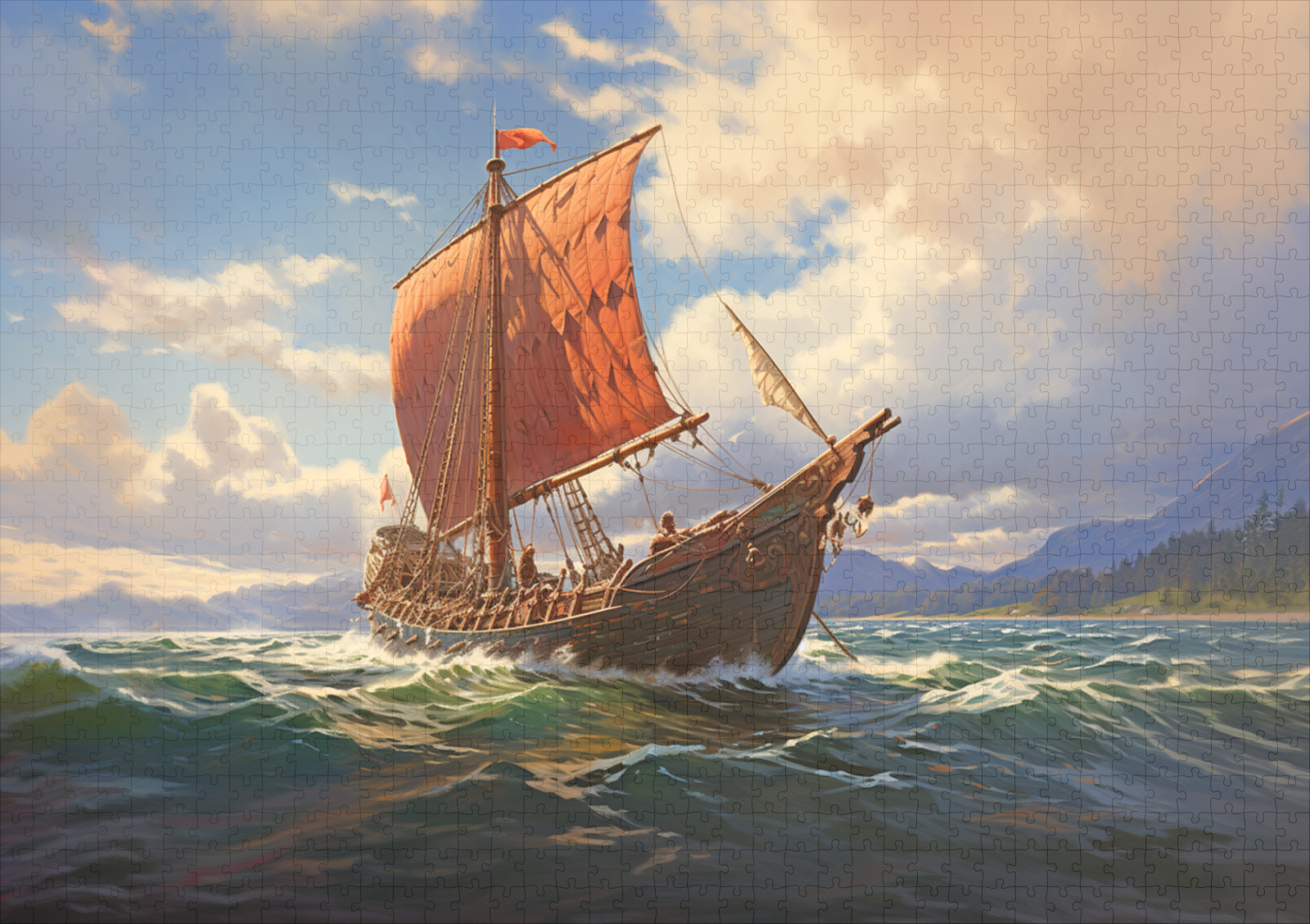 raxxa Premium-Puzzle: Wikingerschiff an der Küste – Bild 2