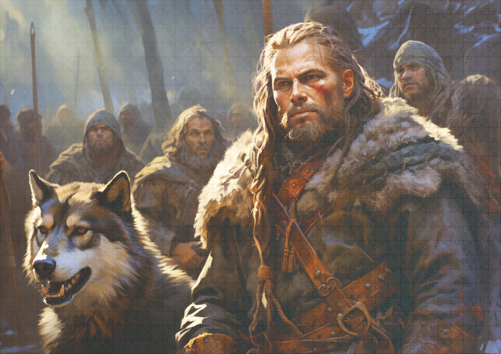raxxa Premium-Puzzle: Germanischer Mann mit Wolf und Kämpfern – Bild 2