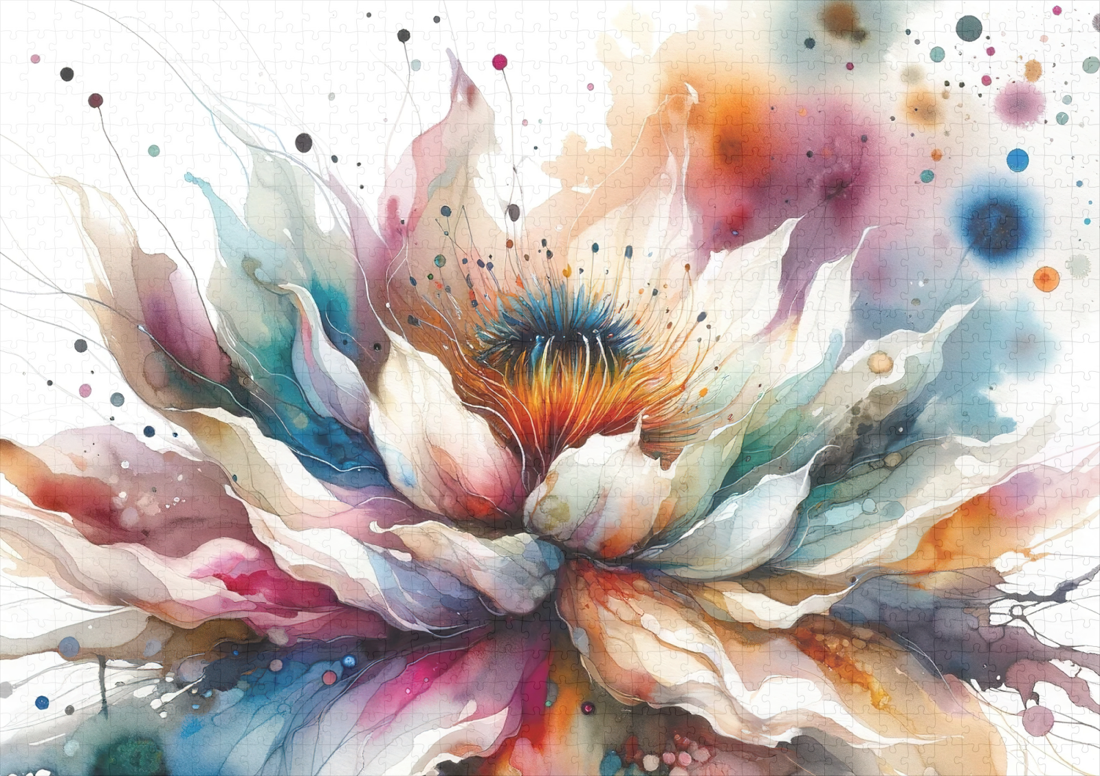 raxxa Premium-Puzzle: Colorful Watercolor Blossom – Bild 2