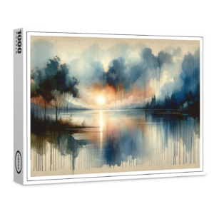 raxxa Premium-Puzzle: Watercolor Lake at Sunset