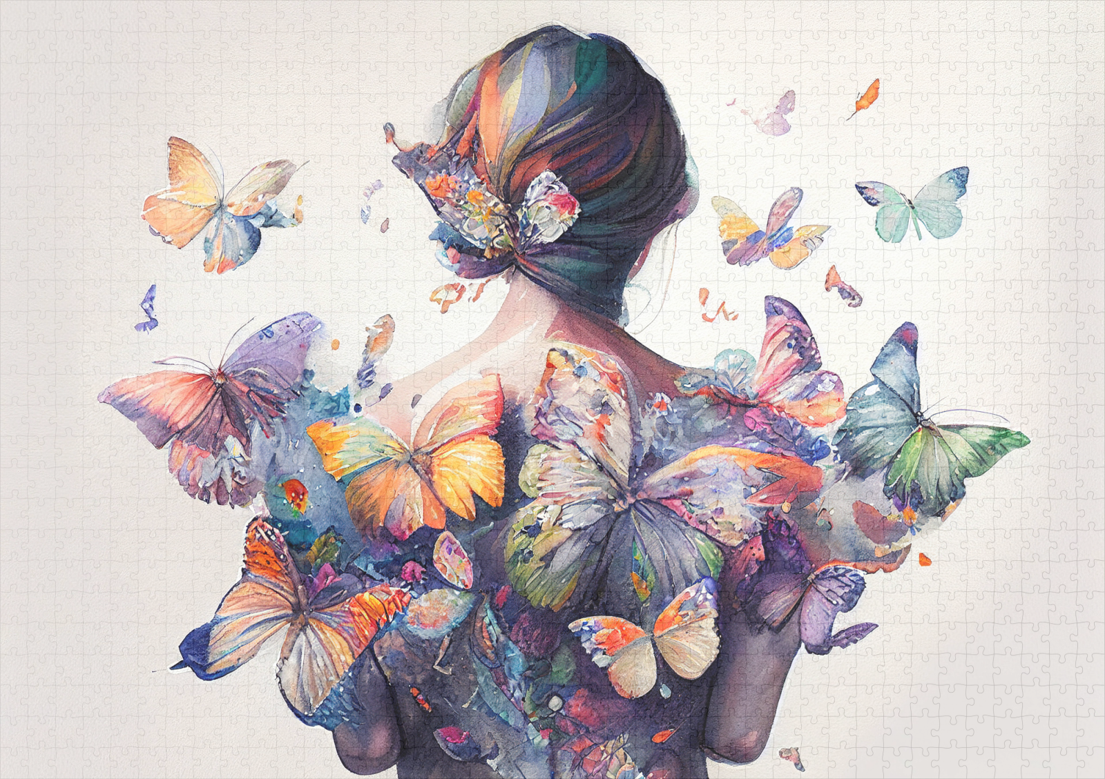 raxxa Premium-Puzzle: Watercolor Butterfly Embrace - Imagen 2