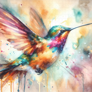 raxxa Premium-Puzzle: Iridescent Hummingbird Mid Flight