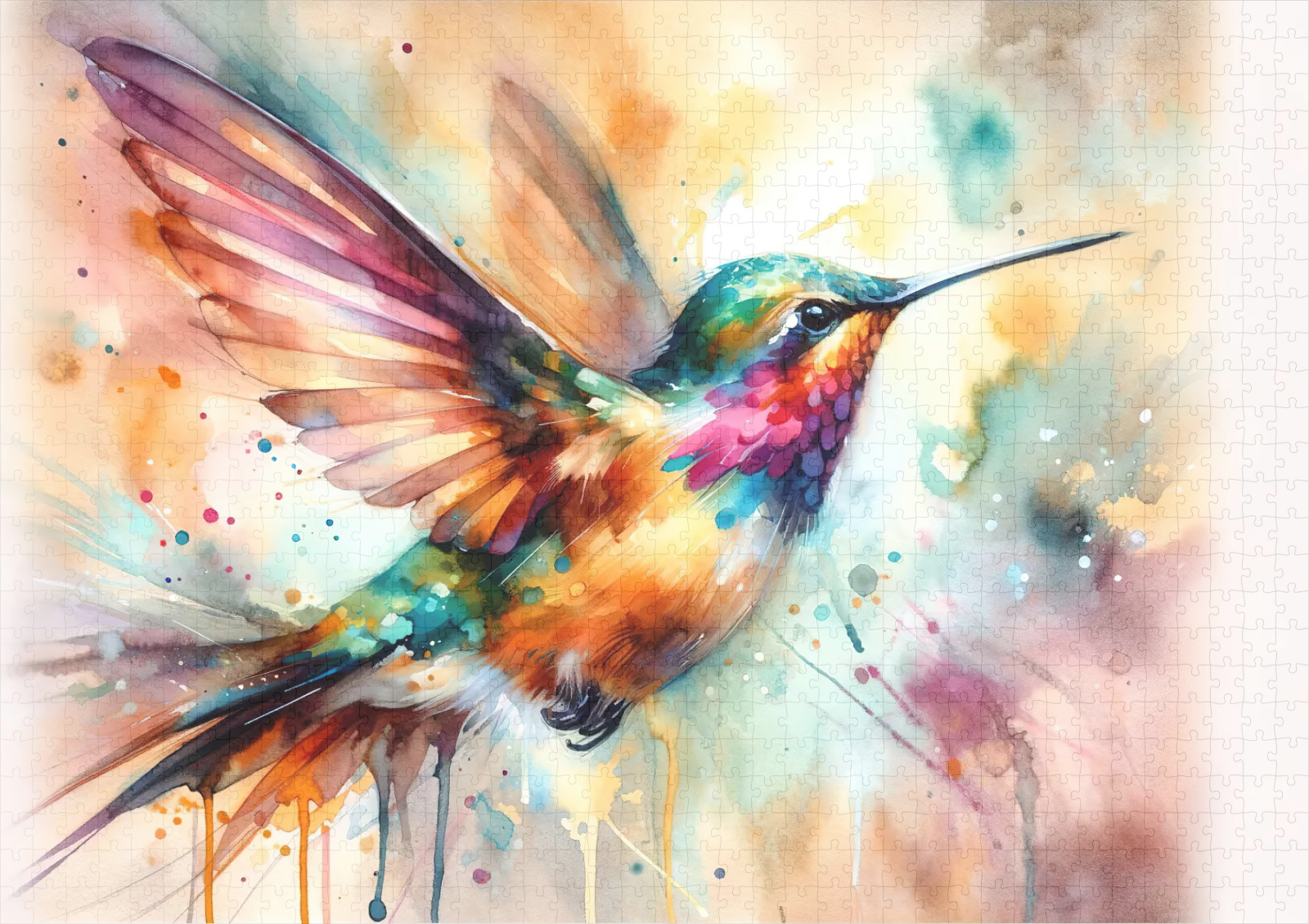 raxxa Premium-Puzzle: Iridescent Hummingbird Mid Flight