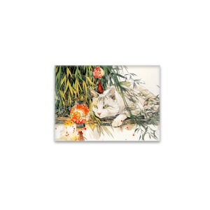 raxxa Glas-Magnet: White Geisha Cat with in Bamboo Forest Chinese Ink Painting Style