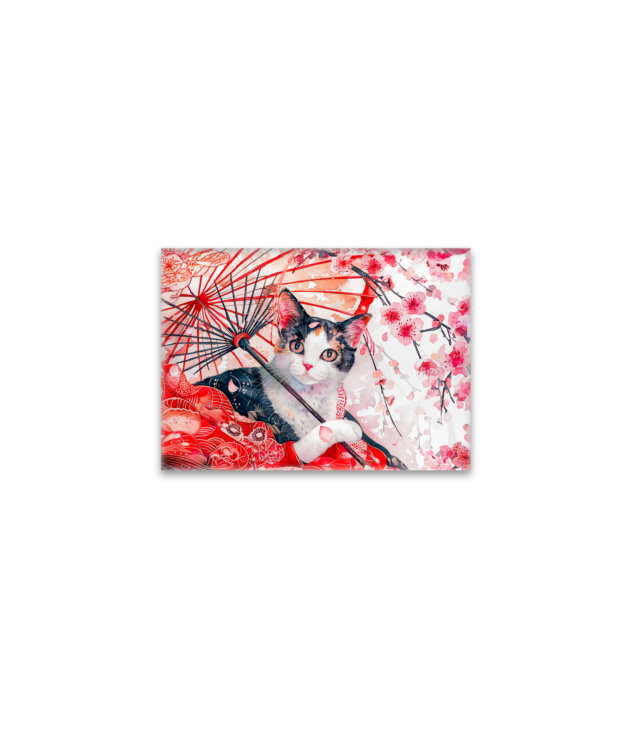 raxxa Glas-Magnet: Geisha Cat with Umbrella in Chinese Ink Painting Style