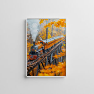 raxxa Glas-Magnet: Miniature steam train on forest trestle bridge