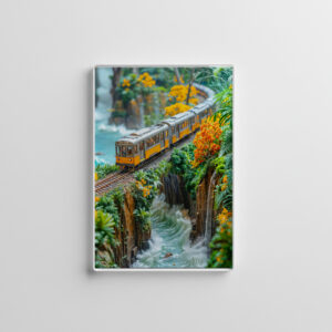 raxxa Glas-Magnet: Miniature monorail crossing fantasy canyon