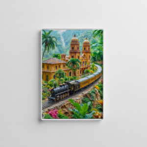 raxxa Glas-Magnet: Miniature train through tropical palace garden
