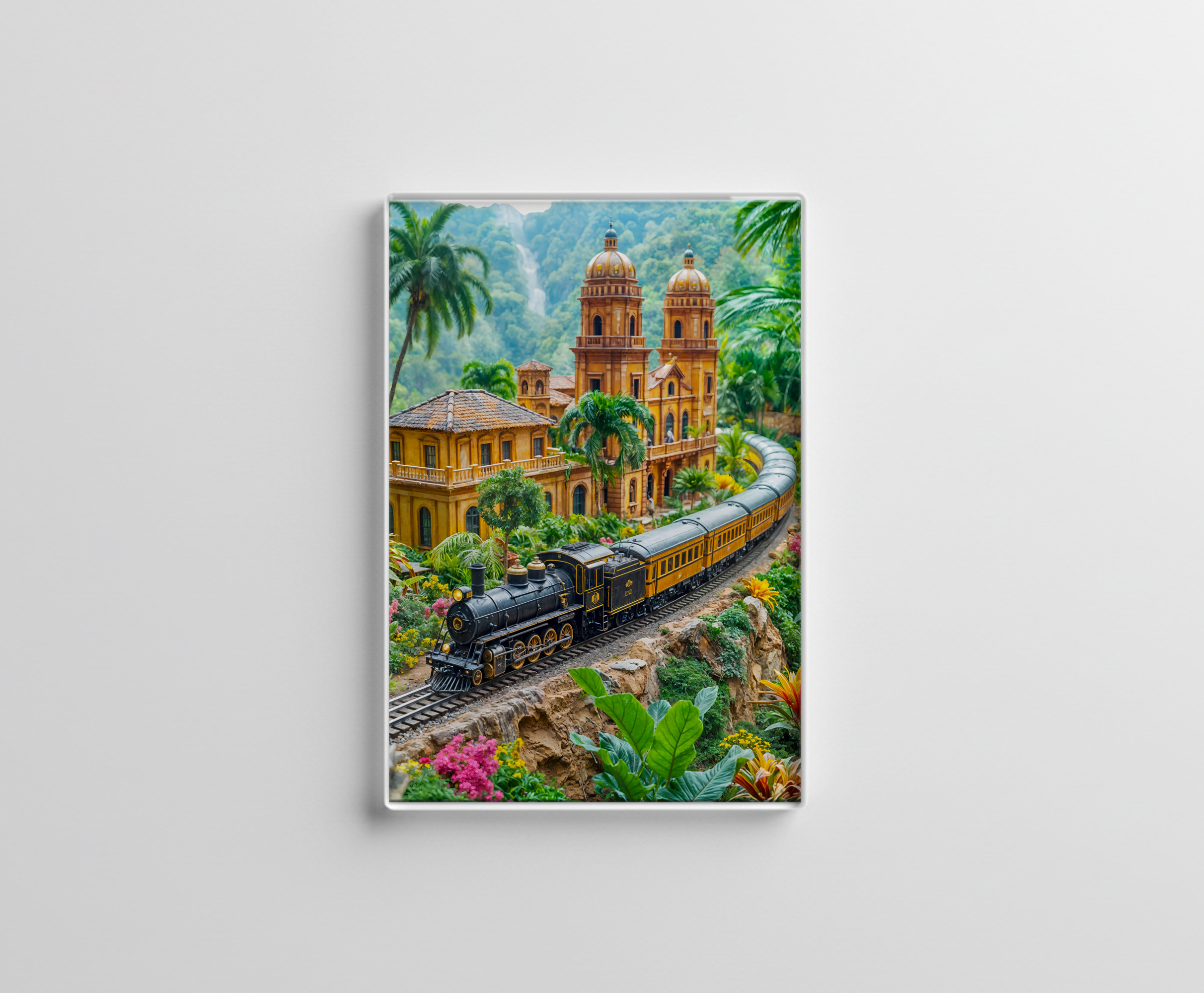 raxxa Glas-Magnet: Miniature train through tropical palace garden