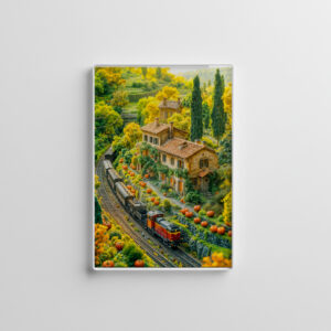 raxxa Glas-Magnet: Miniature train through Tuscan pumpkin fields