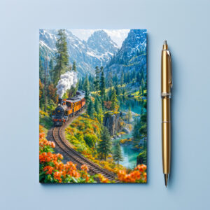 raxxa Postkarte: Miniature steam train in alpine forest