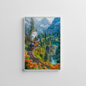 raxxa Glas-Magnet: Miniature steam train in alpine forest