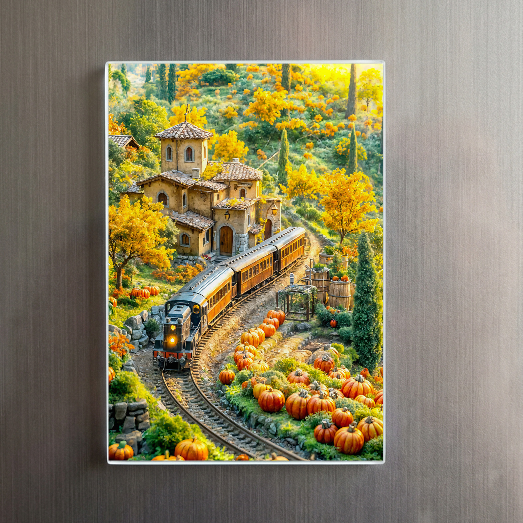 raxxa Glas-Magnet: Miniature train in golden pumpkin village – Bild 2