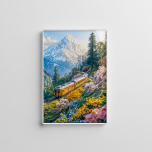 raxxa Glas-Magnet: Miniature train in blooming alpine spring