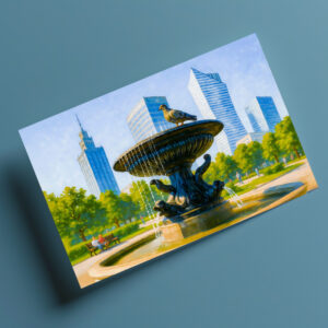 raxxa Postkarte: Fountain in central Warsaw detailed oil painting