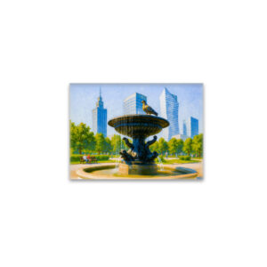 raxxa Glas-Magnet: Fountain in central Warsaw detailed oil painting