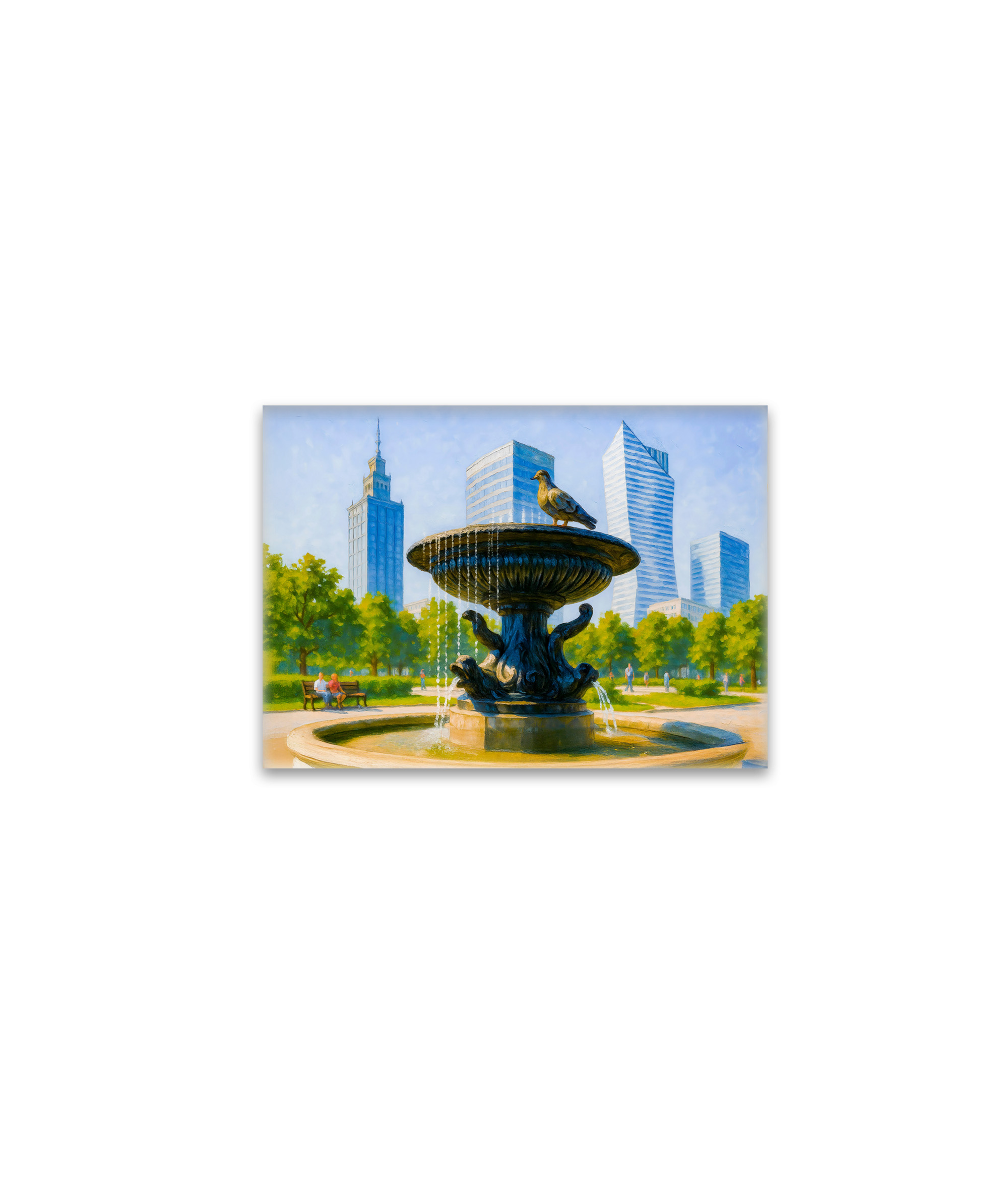 raxxa Glas-Magnet: Fountain in central Warsaw detailed oil painting