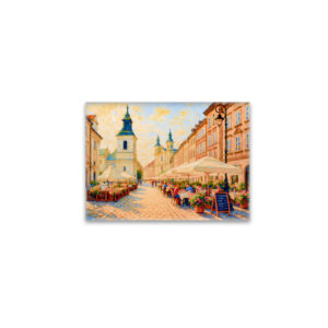 raxxa Glas-Magnet: Cafe morning in Warsaw Old Town oil painting