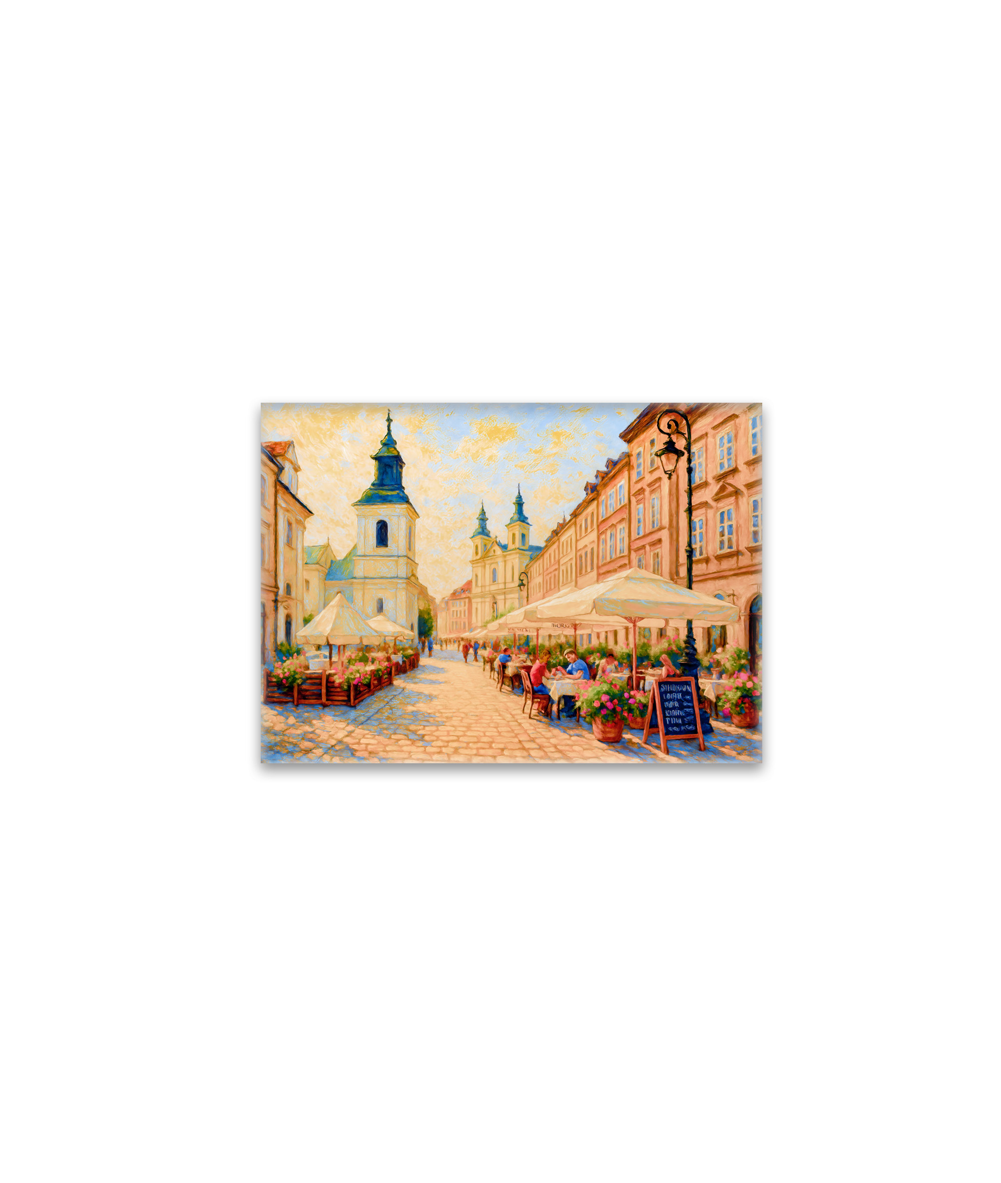 raxxa Glas-Magnet: Cafe morning in Warsaw Old Town oil painting