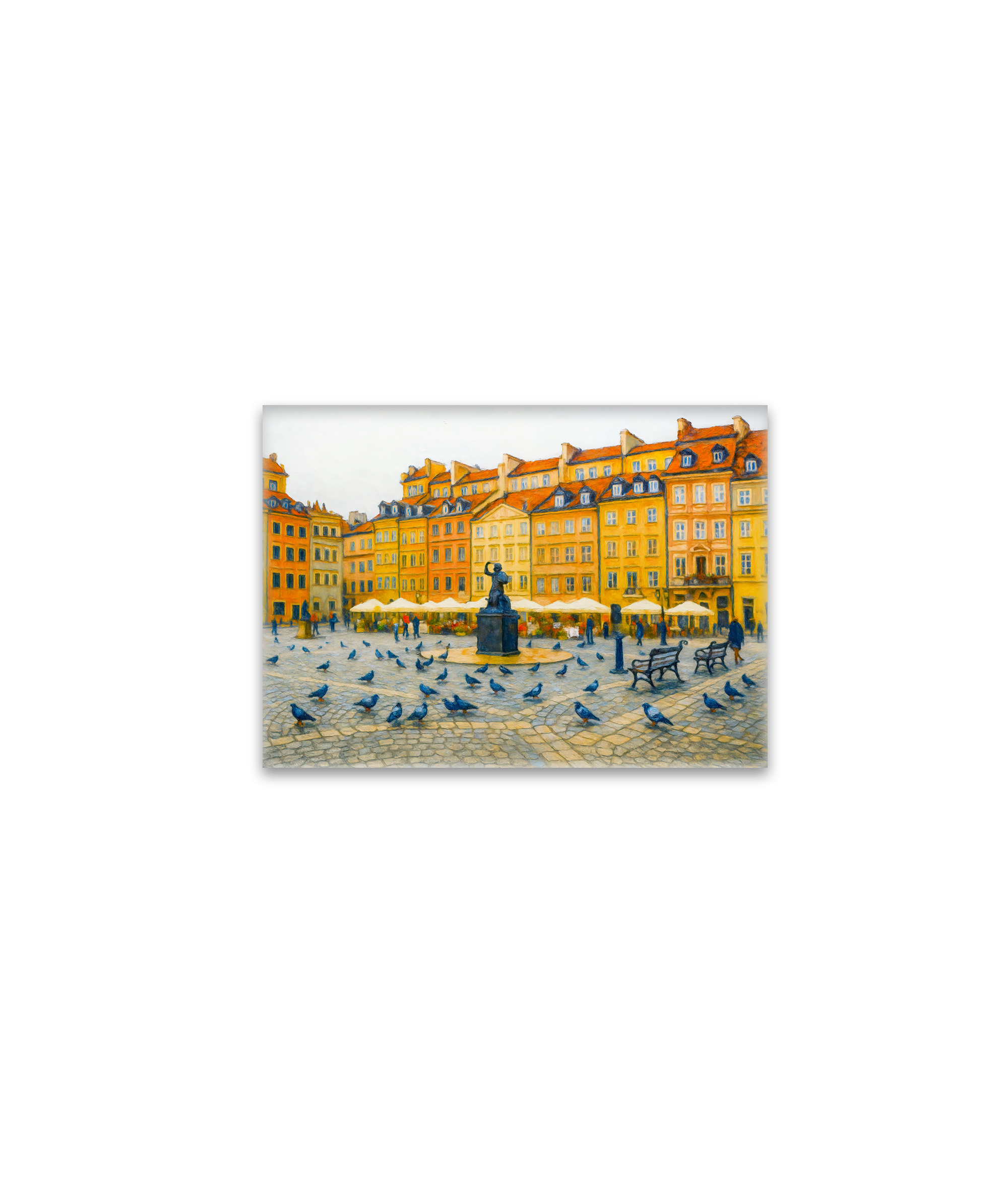 raxxa Glas-Magnet: Warsaw oil painting Old Town with Syrenka