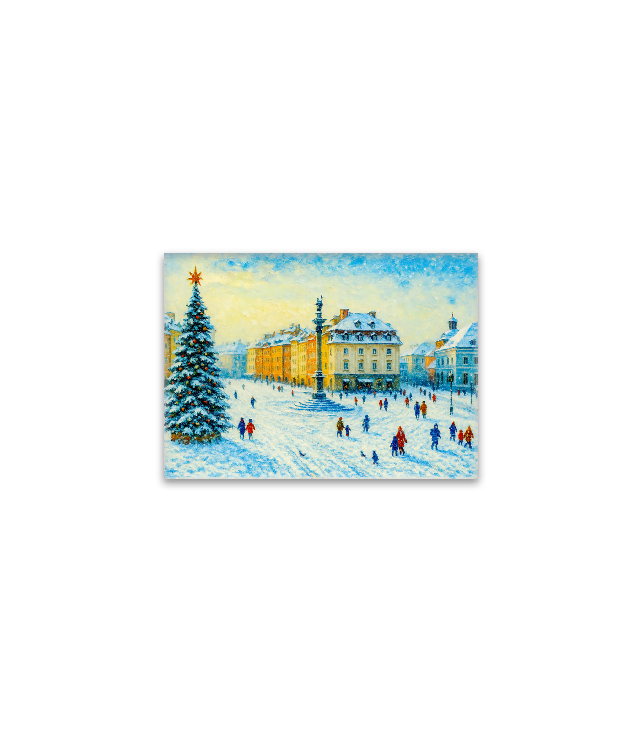 raxxa Glas-Magnet: Winter day in Warsaw oil painting with Christmas tree