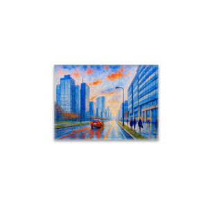 raxxa Glas-Magnet: Evening lights in Warsaw expressive oil painting